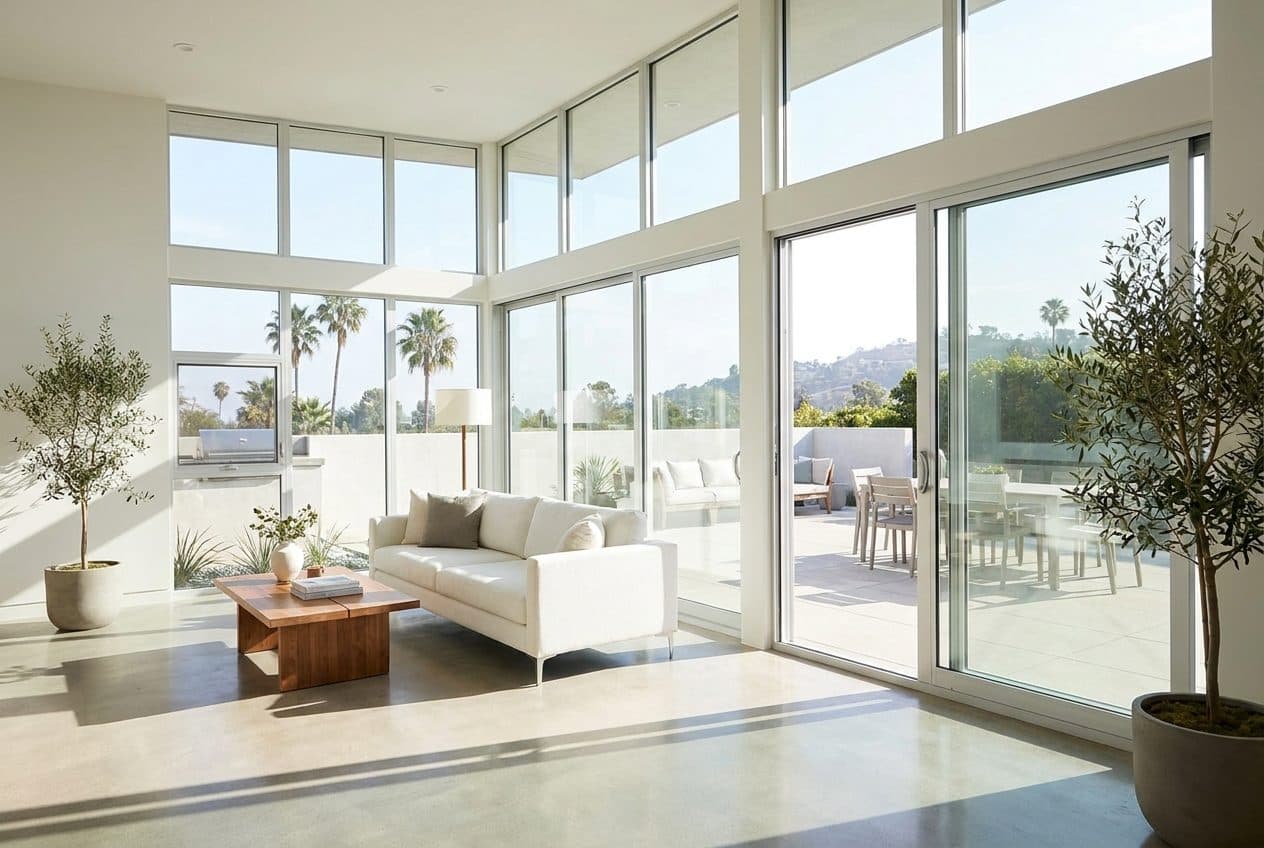New windows and glass patio doors in a Los Angeles home